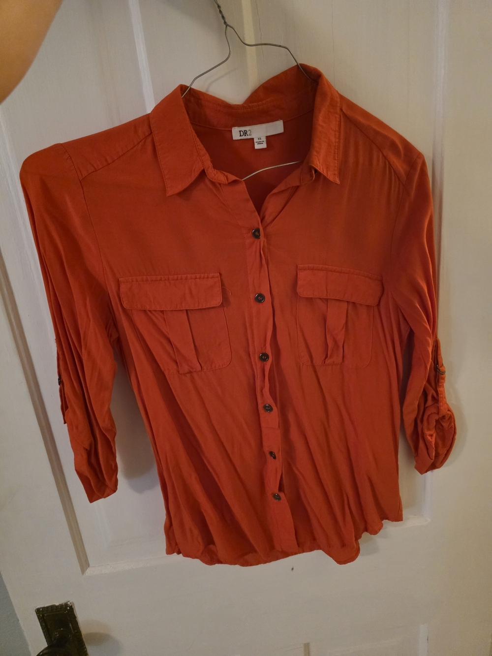 DR2 Rust-Orange Button Front blouse